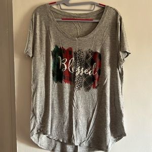 “Blessed” winter plaid graphic tee